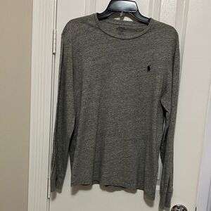 Polo by Ralph Lauren Men's Heather Gray Long Sleeve Custom Fit Tee Size-M